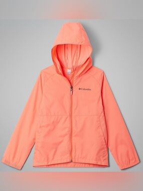 NWT Columbia Girls Switchback II Waterproof Rain Jacket Hot Coral Youth L 14 16